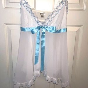Y2k Frederick’s of Hollywood White Babydoll Bridal Lingerie Dress Size Medium